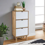Vidaxl meuble à chaussures otta 3 tiroirs en bois de pin massif marron et blanc