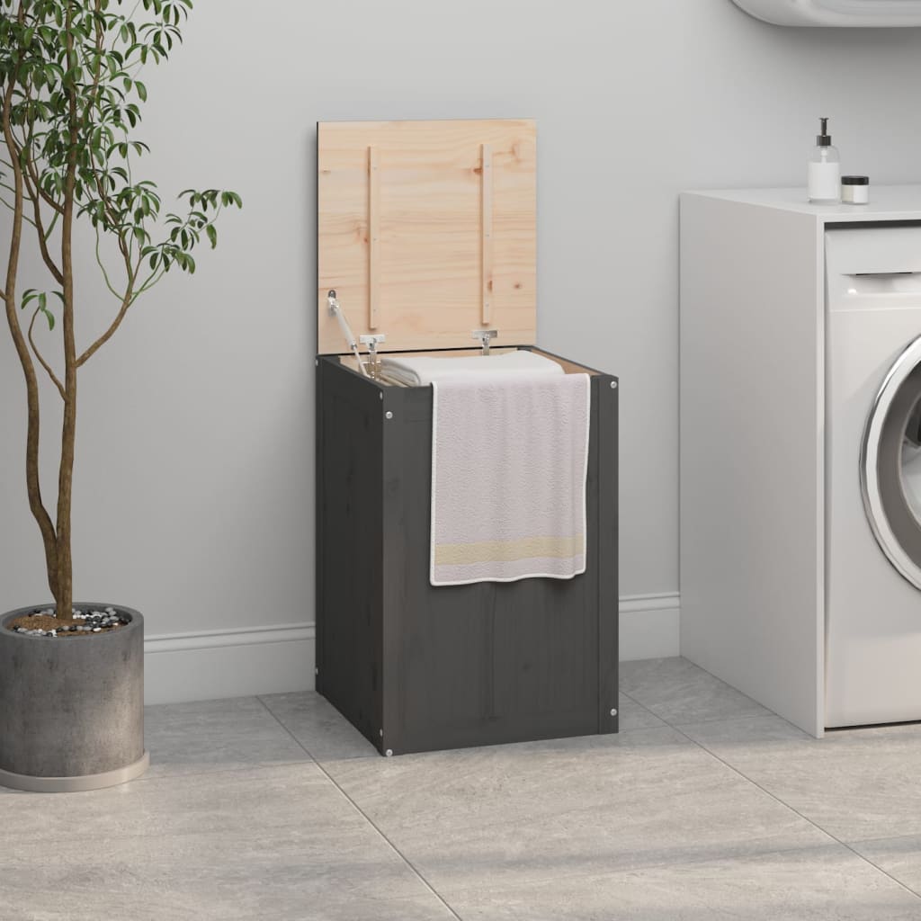Vidaxx panier à linge 44x44x66 cm bois de pin massif gris