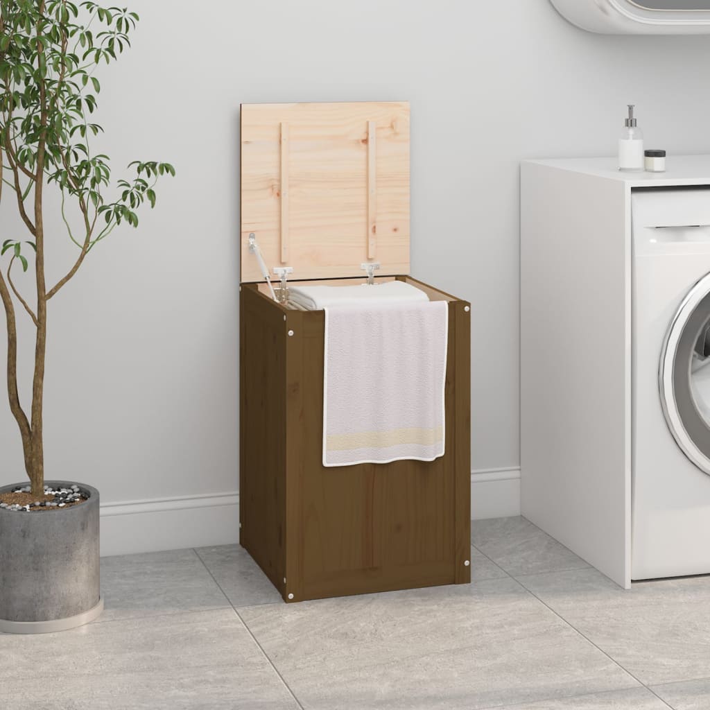 Vidaxl Laundry Basket 44x44x66 cm Miele di pino solido Brown