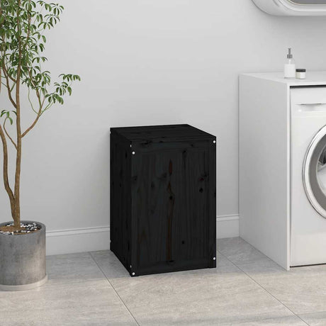 Vidaxx panier à linge 44x44x66 cm bois de pin massif noir