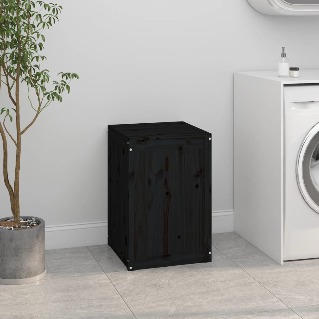 Vidaxl Laundry Basket 44x44x66 cm Pino solido nero