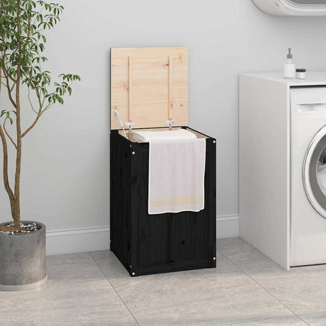 Vidaxx panier à linge 44x44x66 cm bois de pin massif noir
