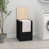 Vidaxl Laundry Basket 44x44x66 cm Pino solido nero