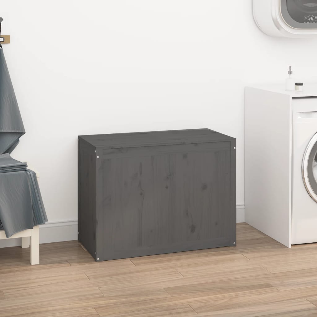 Vidaxx panier à linge 88,5x44x66 cm bois de pin massif gris