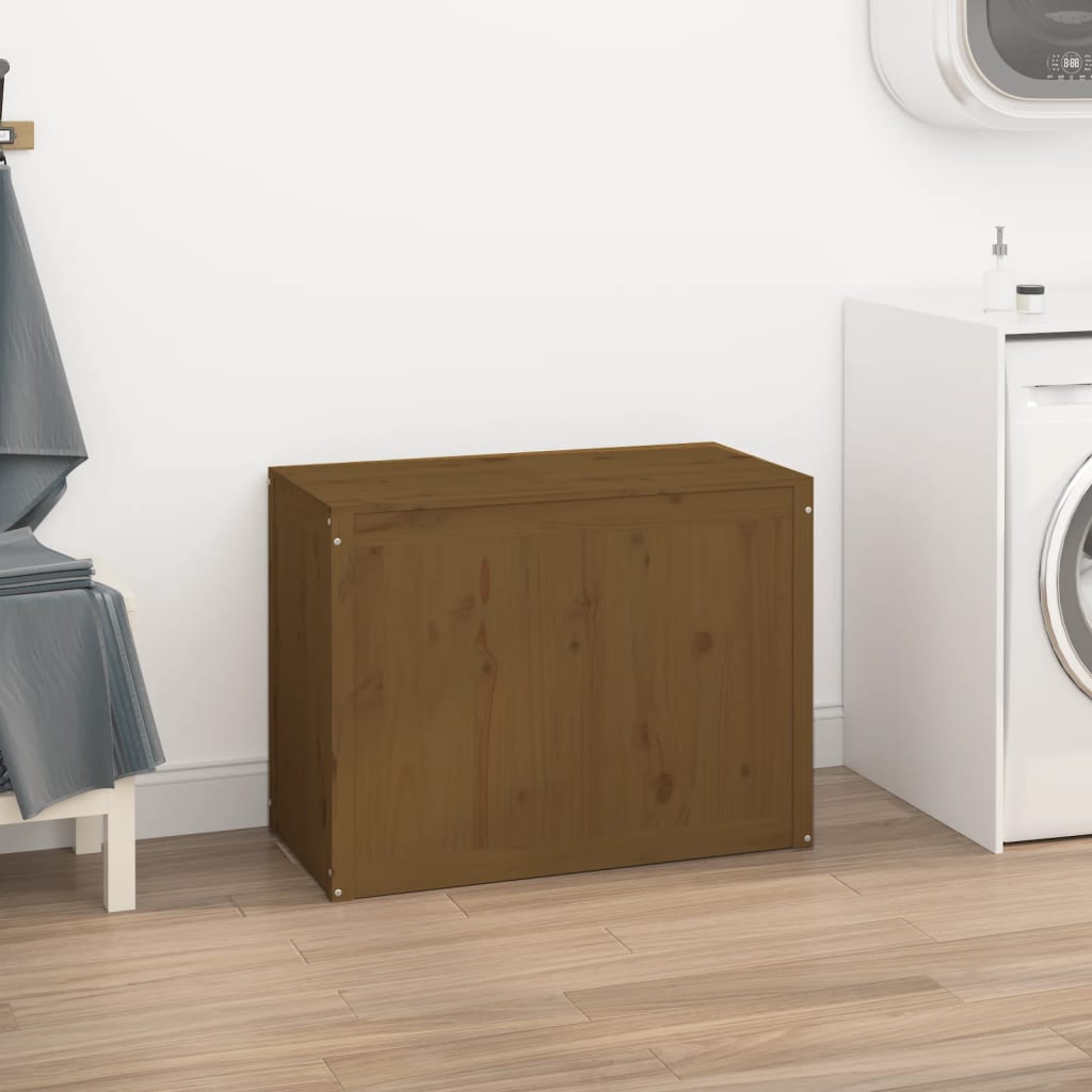 Vidaxx panier à linge 88,5x44x66 cm bois de pin massif marron miel