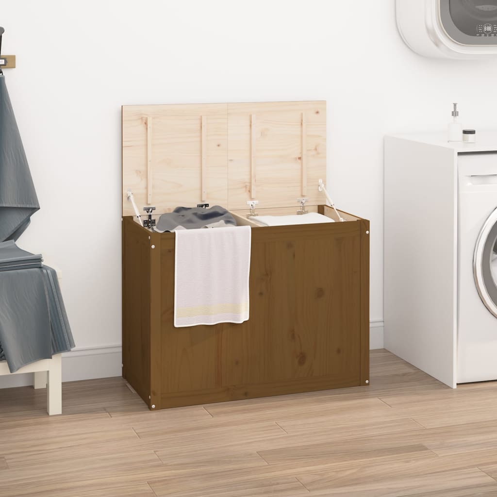 Vidaxl Laundry Basket 88.5x44x66 cm Miele di pino solido marrone