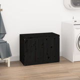 Vidaxl Laundry Basket 88.5x44x66 cm Pino solido nero