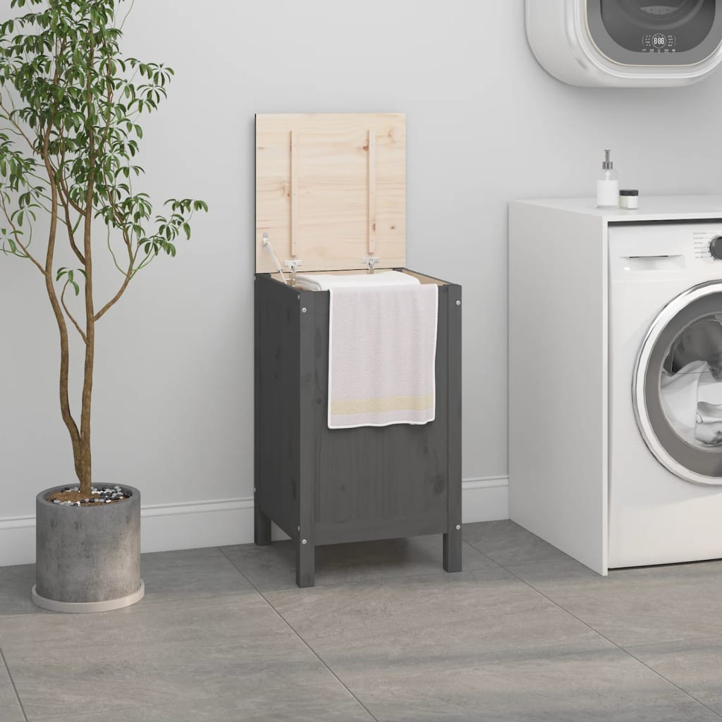 Vidaxx panier à linge 44x44x76 cm bois de pin massif gris