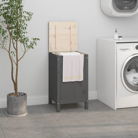 Vidaxx panier à linge 44x44x76 cm bois de pin massif gris