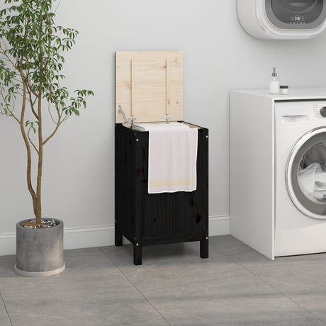 Vidaxx panier à linge 44x44x76 cm bois de pin massif noir