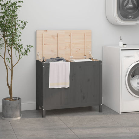 Vidaxx panier à linge 88,5x44x76 cm bois de pin massif gris