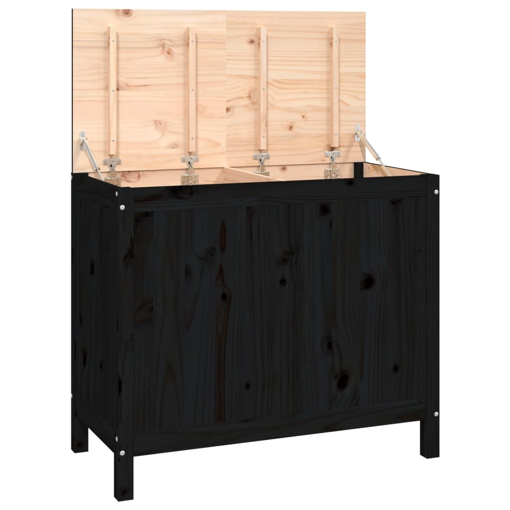Vidaxx panier à linge 88,5x44x76 cm bois de pin massif noir
