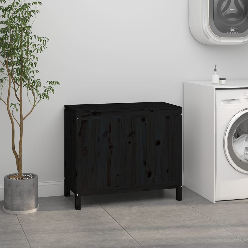 Vidaxx panier à linge 88,5x44x76 cm bois de pin massif noir