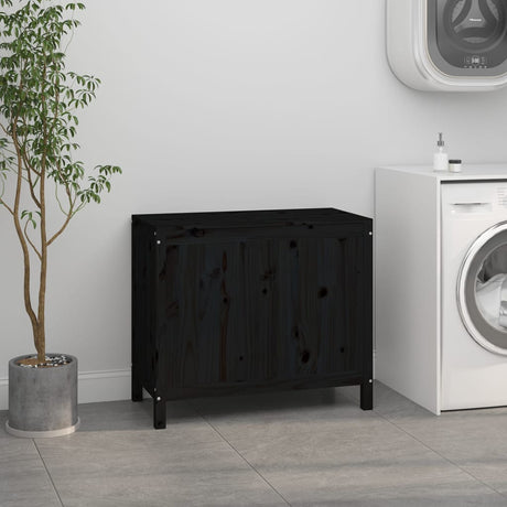 Vidaxx panier à linge 88,5x44x76 cm bois de pin massif noir