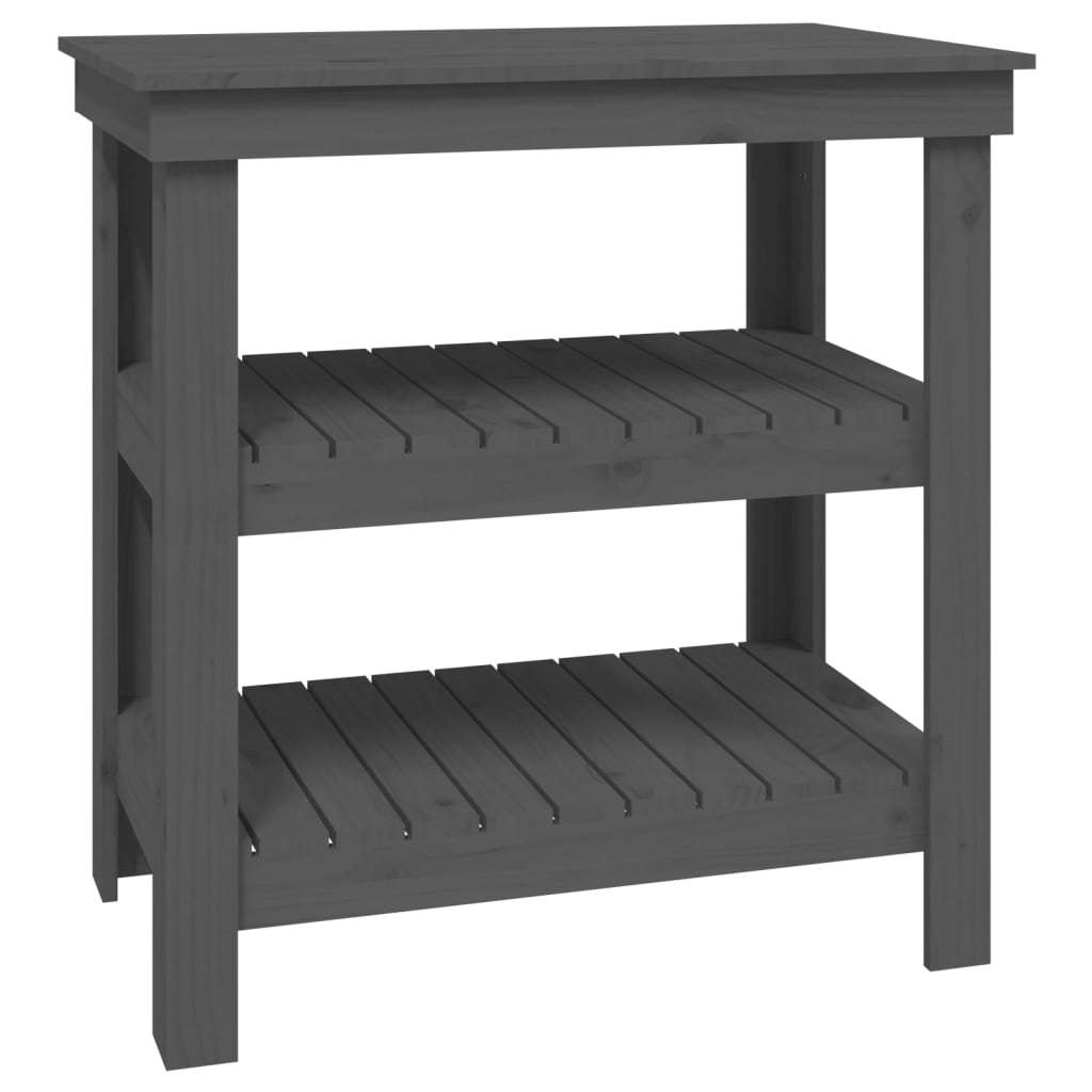 Vidaxl Workbench 78.5x50x80 cm Gris de pin solide