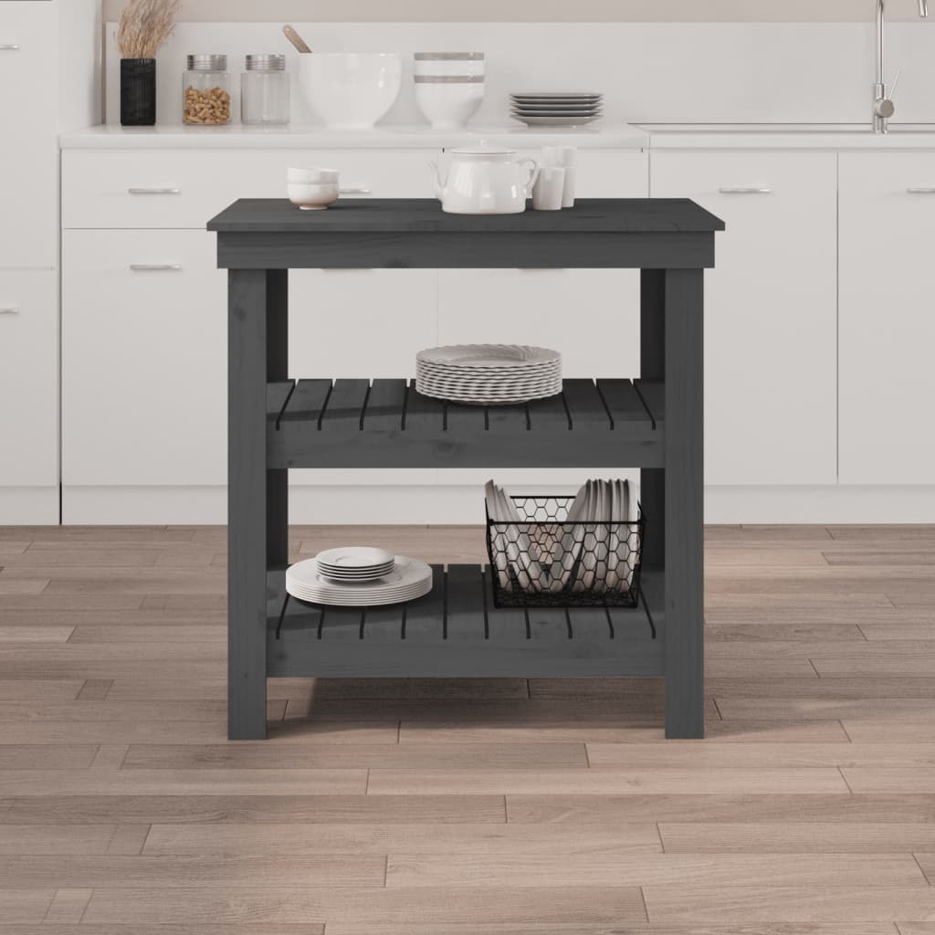 Vidaxx établi 78,5x50x80 cm bois de pin massif gris