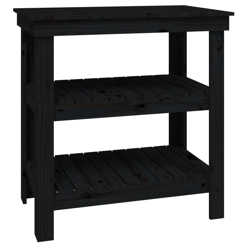 Vidaxl Workbench 78.5x50x80 cm Pino solido nero