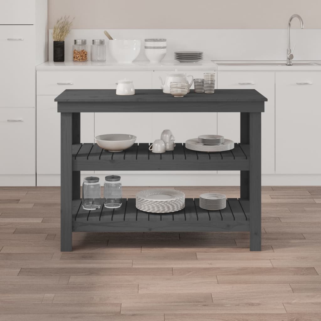 Vidaxx établi 110,5x50x80 cm bois de pin massif gris