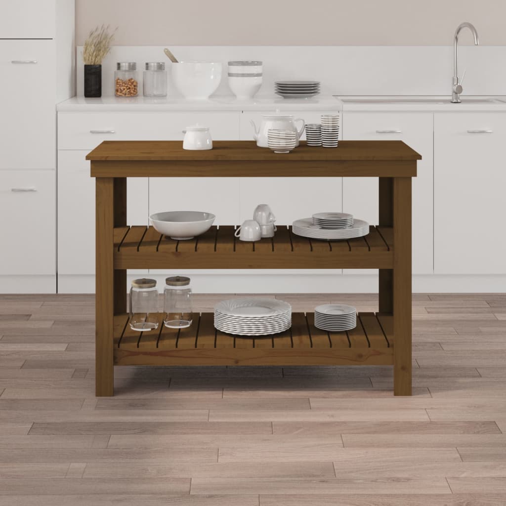 Vidaxx établi 110,5x50x80 cm bois de pin massif marron miel