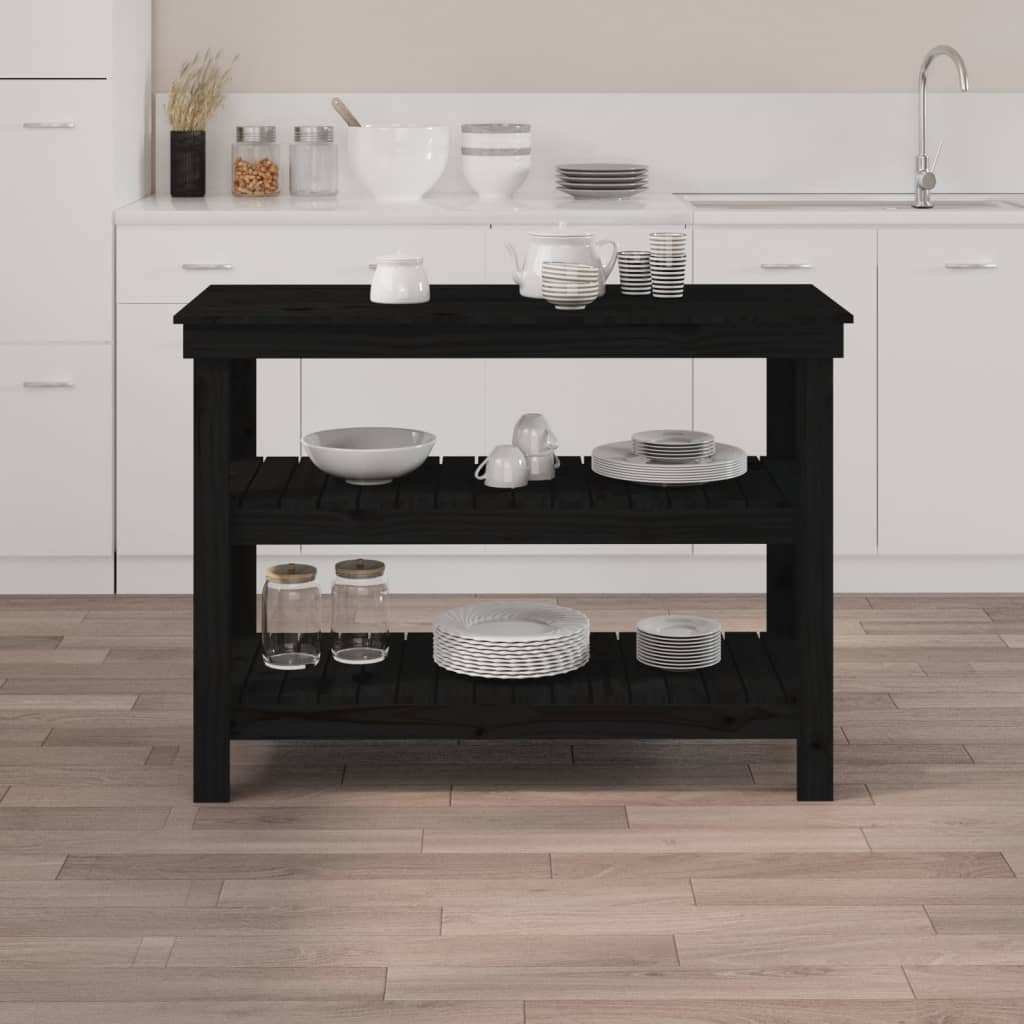 Vidaxx établi 110,5x50x80 cm bois de pin massif noir