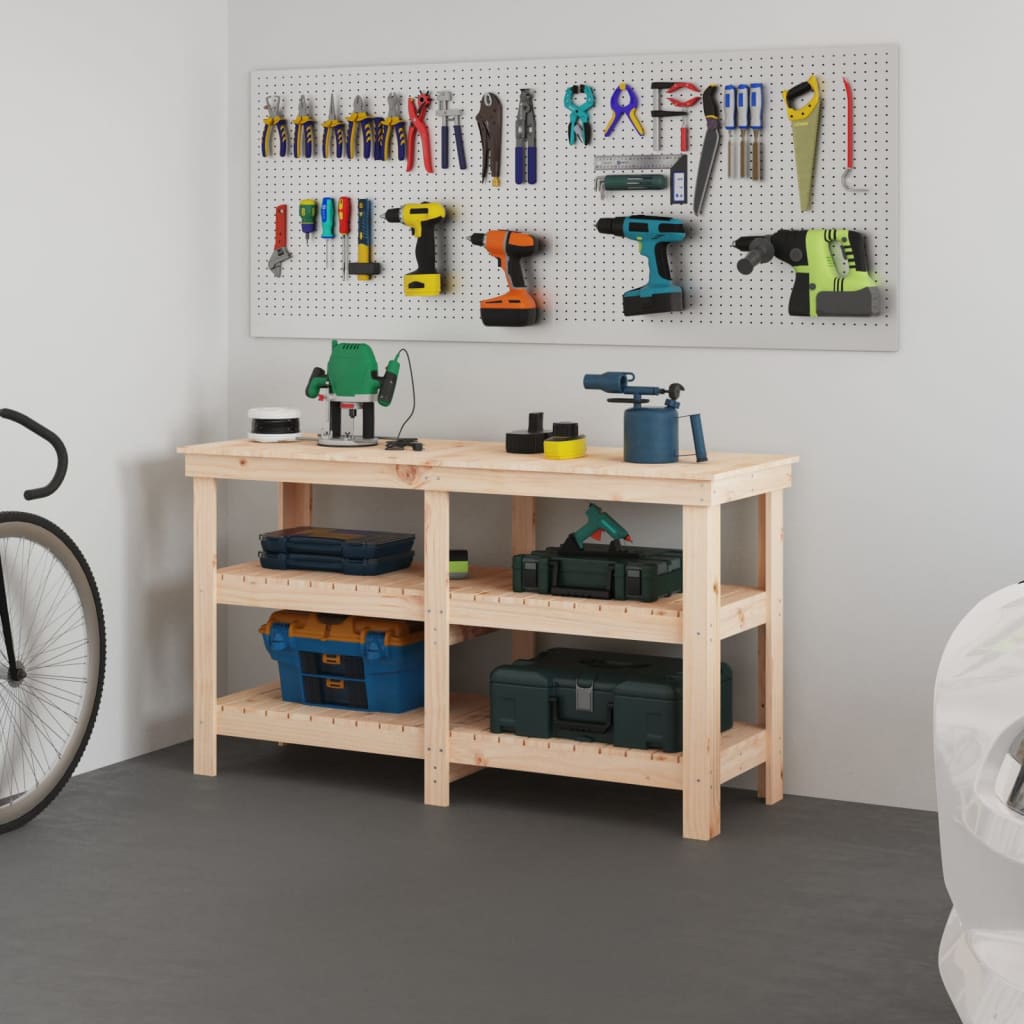 Vidaxl Workbench 142.5x50x80 cm Solid fyrretræ