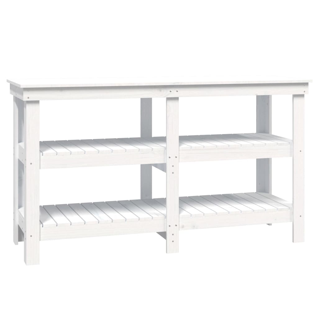 Vidaxl Workbench 142.5x50x80 cm Pino solido bianco