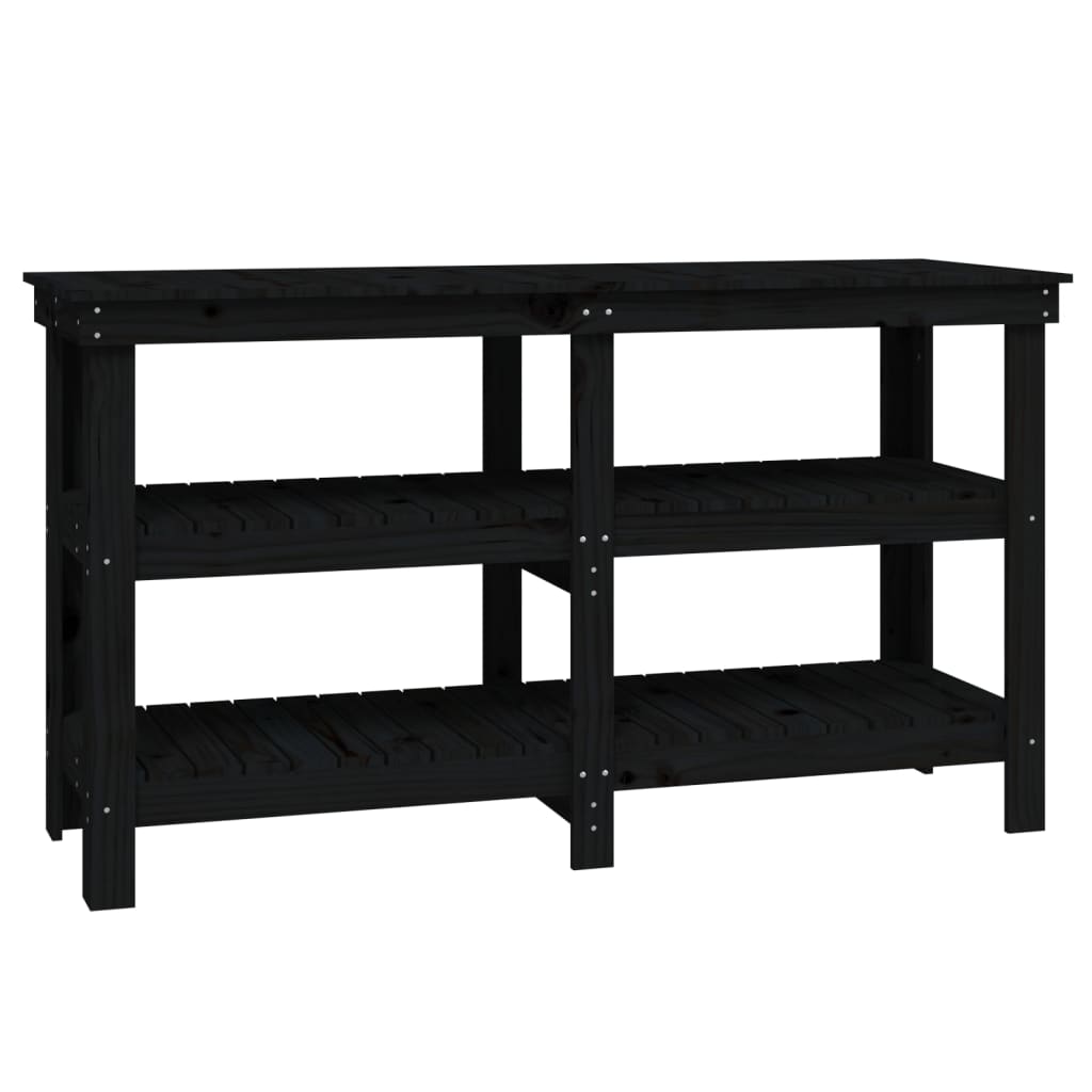 Vidaxl Workbench 142.5x50x80 cm Pine solide noir