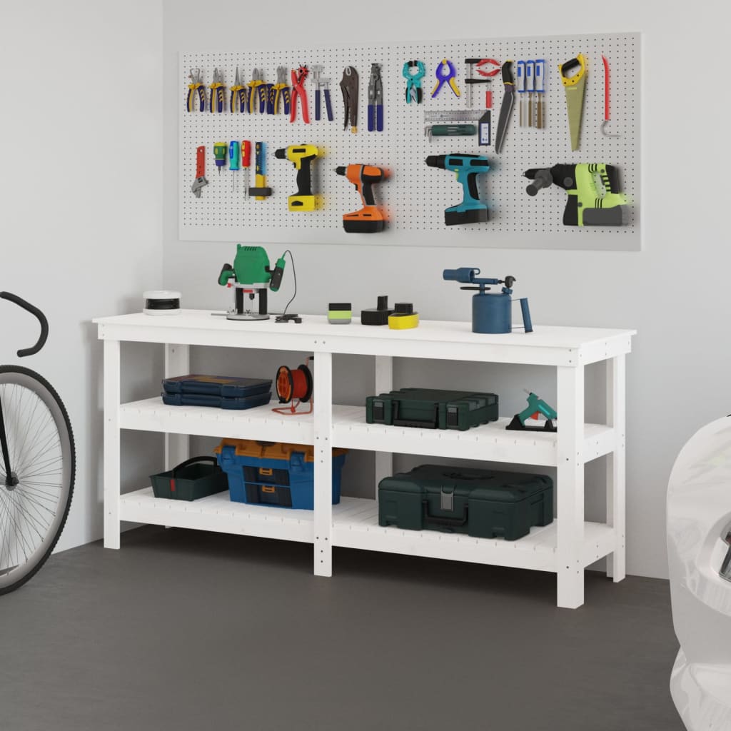 Vidaxl Workbench 181x50x80 cm Pino solido bianco