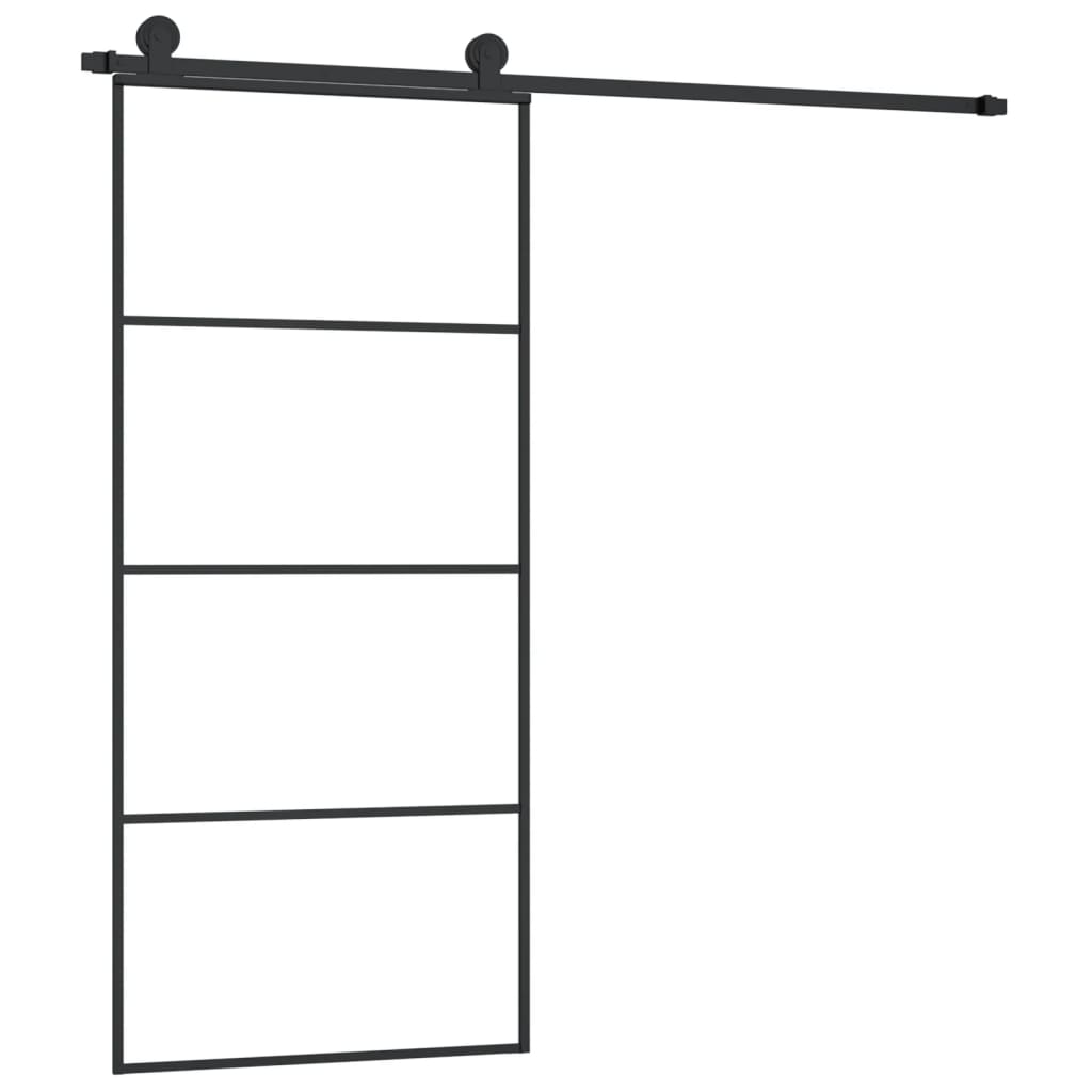 Vidaxl skjutdörr med smet 90x205 cm ESG -glas och aluminium