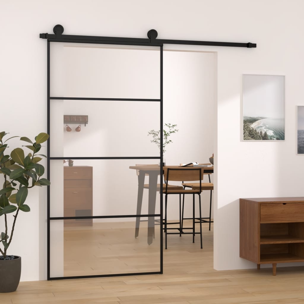 Vidaxl skydedør med dej 102.5x205 cm ESG -glas og aluminium