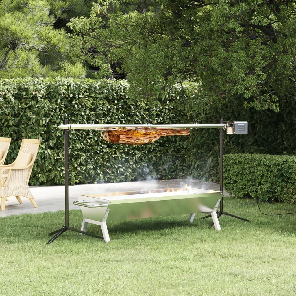 VIDAXL BARBECUE AUTOMATICO CON INDIETTO 150X46.5X82.5 CM Acciaio inossidabile