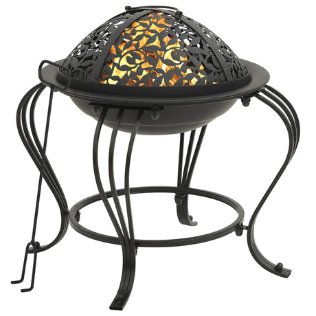 VidaXL brasero avec tisonnier 49 cm en acier