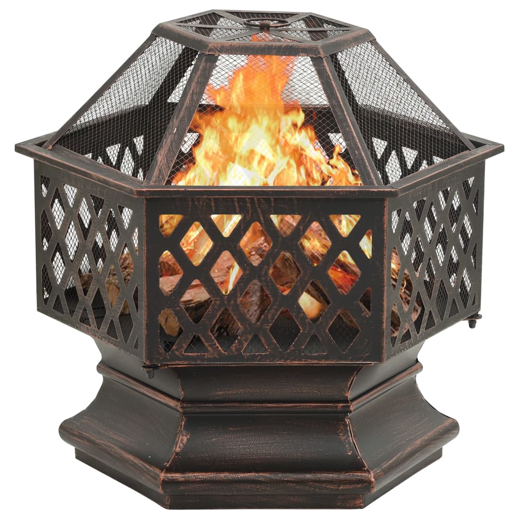 VidaXL brasero avec poker rustique xxl 62x54x56 cm acier