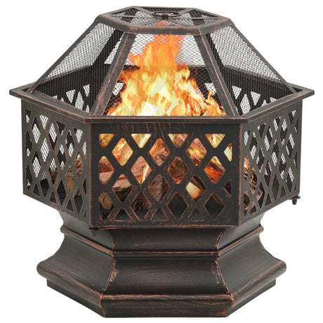 VidaXL brasero avec poker rustique xxl 62x54x56 cm acier