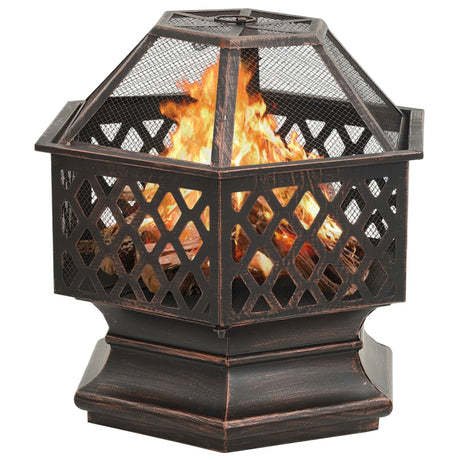 VidaXL brasero avec poker rustique xxl 62x54x56 cm acier