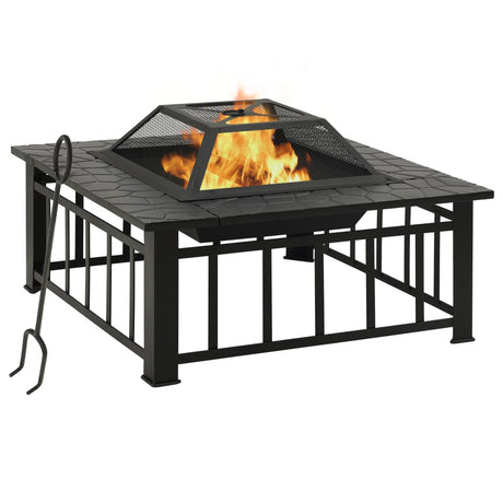 VidaXL brasero avec poker xxl 79x79x46,5 acier