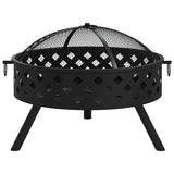 VidaXL brasero avec tisonnier xxl 58 cm en acier