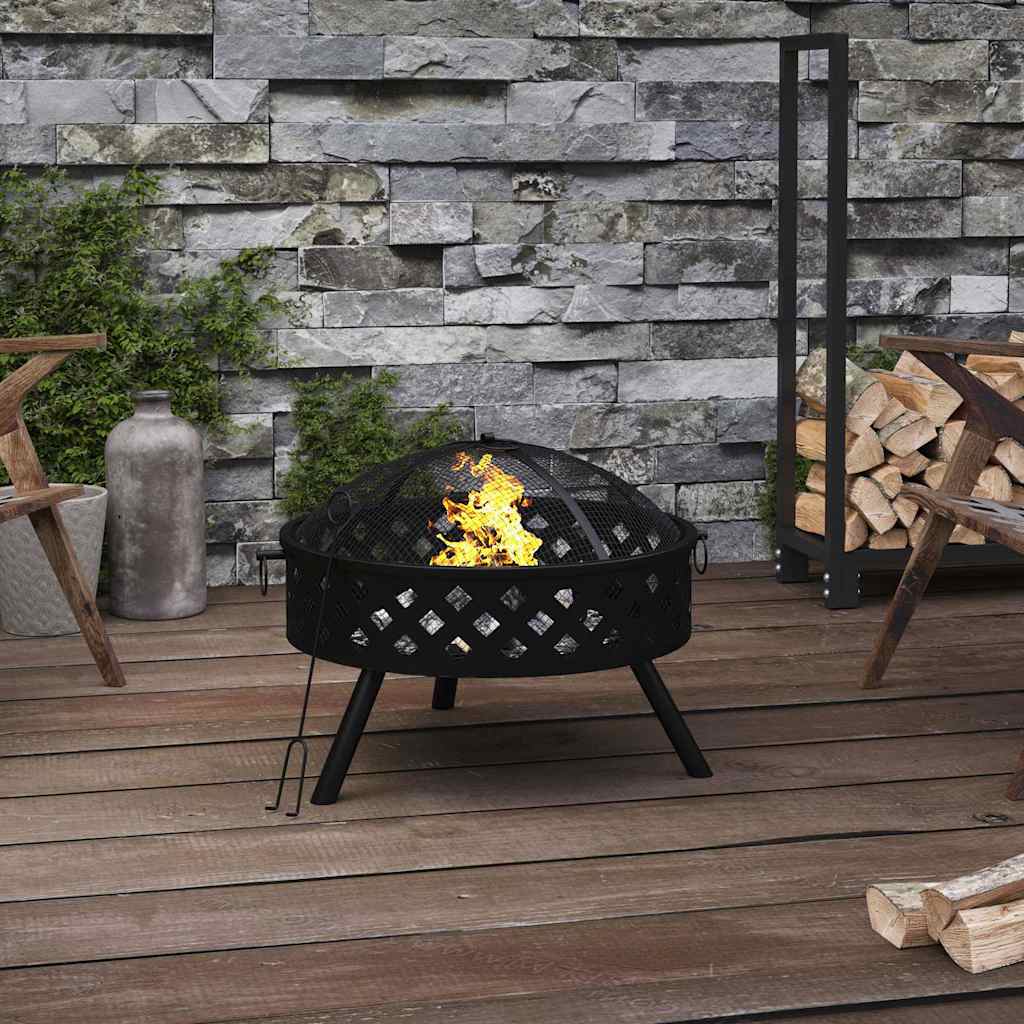 VidaXL brasero avec tisonnier xxl 58 cm en acier