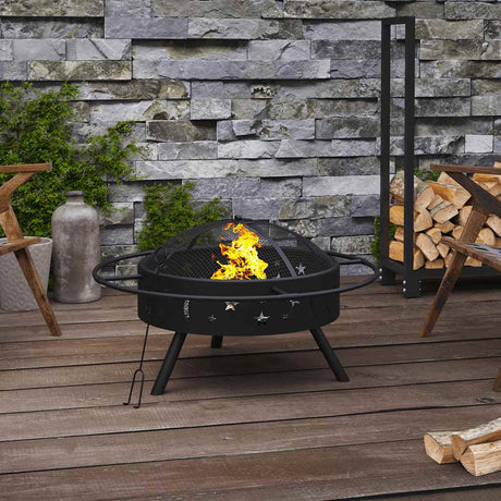 VidaXL brasero avec tisonnier xxl 70 cm en acier