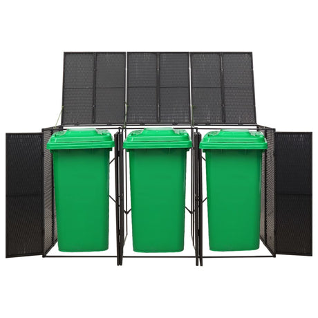 Vidaxx conteneur de rangement triple 207x80x117 cm poly rotin noir