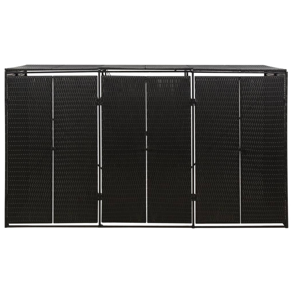 Vidaxl Shranjevanje zabojnikov Triple 207x80x117 cm poli rattan črna