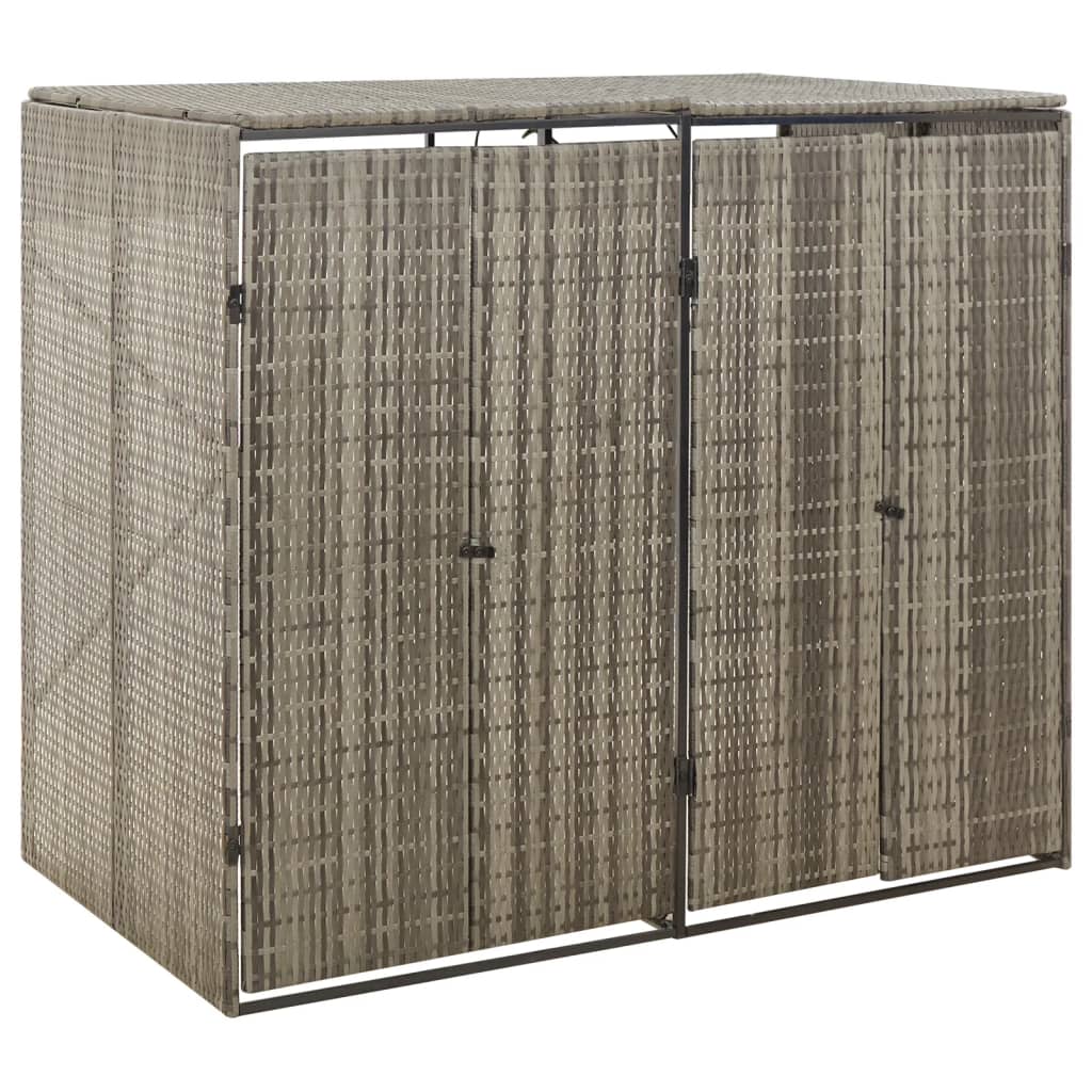 VidaXL Conteneur de rangement double 140x80x117 cm poly rotin gris