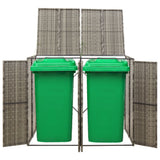 VidaXL Conteneur de rangement double 140x80x117 cm poly rotin gris