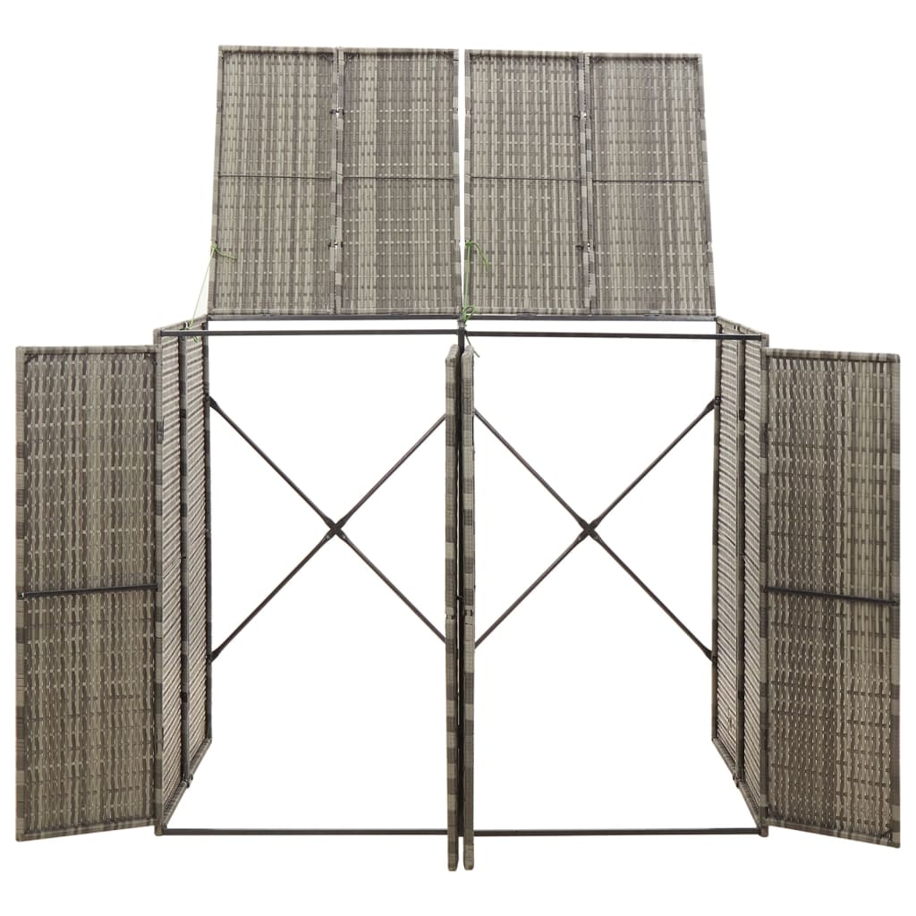 VidaXL Conteneur de rangement double 140x80x117 cm poly rotin gris