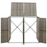 VidaXL Conteneur de rangement double 140x80x117 cm poly rotin gris