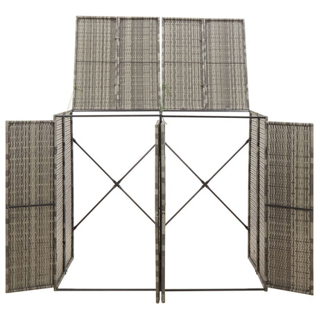 VidaXL Conteneur de rangement double 140x80x117 cm poly rotin gris