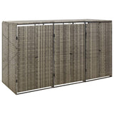 Vidaxl containerberging driedubbel 207x80x117 cm poly rattan grijs