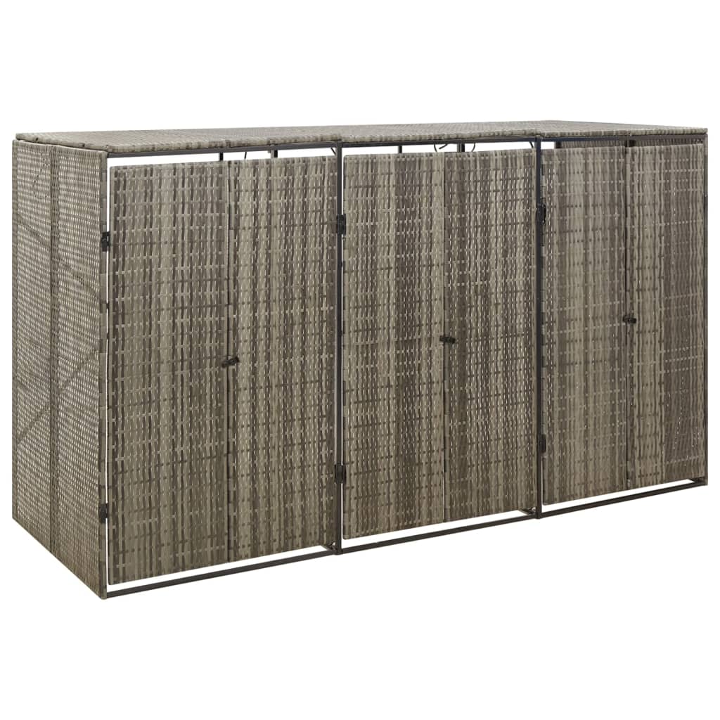 Vidaxx conteneur de rangement triple 207x80x117 cm poly rotin gris