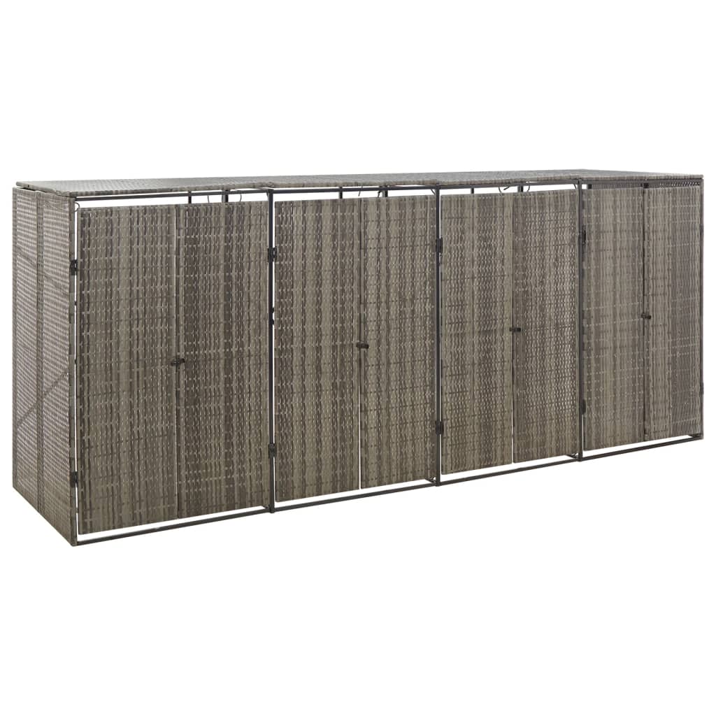 Vidaxl Container Storage Four -Time 274x80x117 cm Poly Rattan Gray