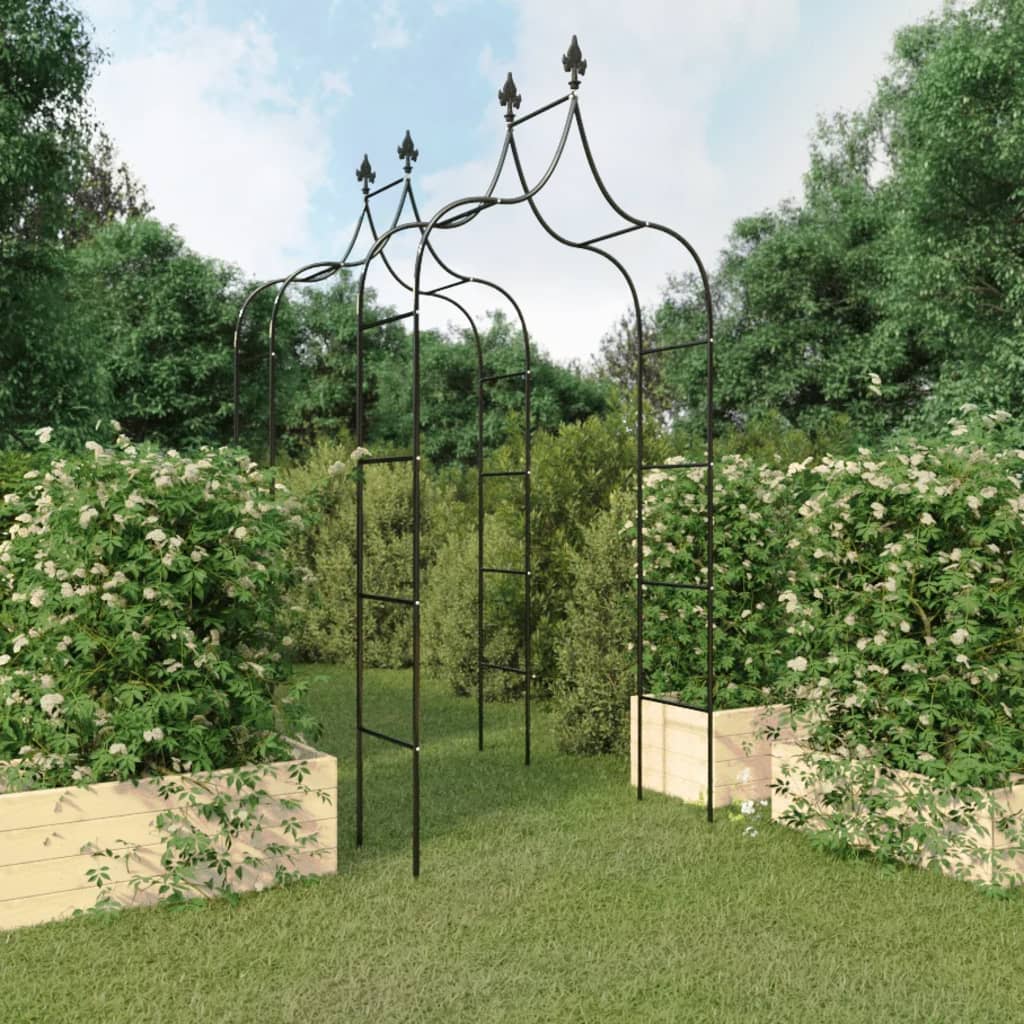 VidaXL arches de jardin 2 pcs 120x38x260 cm acier noir